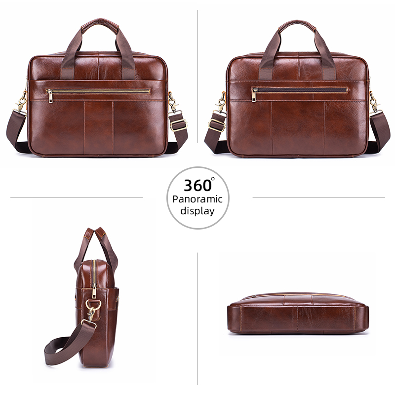 SCHLATUM Genuine Leather Briefcase for Men Large Capacity Laptop Bag's Men's Office Business Handbag