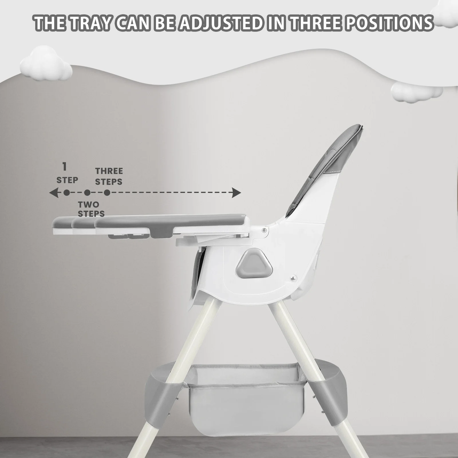 UBRAVOO Foldable Baby High Chair 6 Months Plus, with Large Antislip Pad & ToyRack, Easy to Clean Feeding , E500