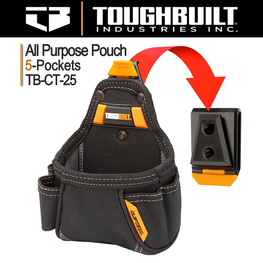 ToughBuilt TB-CT-25 Tape Measure All Purpose Pouch- Pockets and Loops Multi-Tool Organizer Portable Storage Belt Pouch