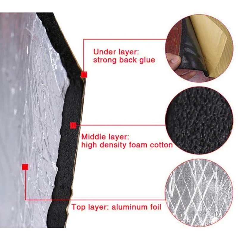 2000*500mm 5/10mm Tappetino acustico per auto Proofing Deadener Isolamento termico acustico Tappetino fonoassorbente Cappuccio Cellule chiuse Accessori in schiuma