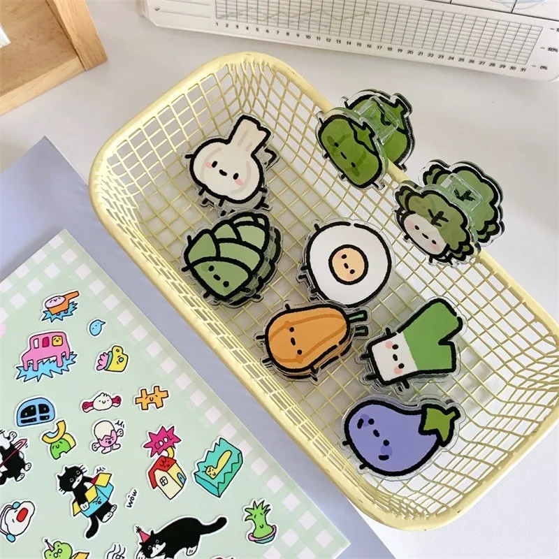 Acrylic Vegegetable PP Clip Sealing Clip Paper Clamp Office Decorative Supplies School Stationery Cute Binder Clip Gift