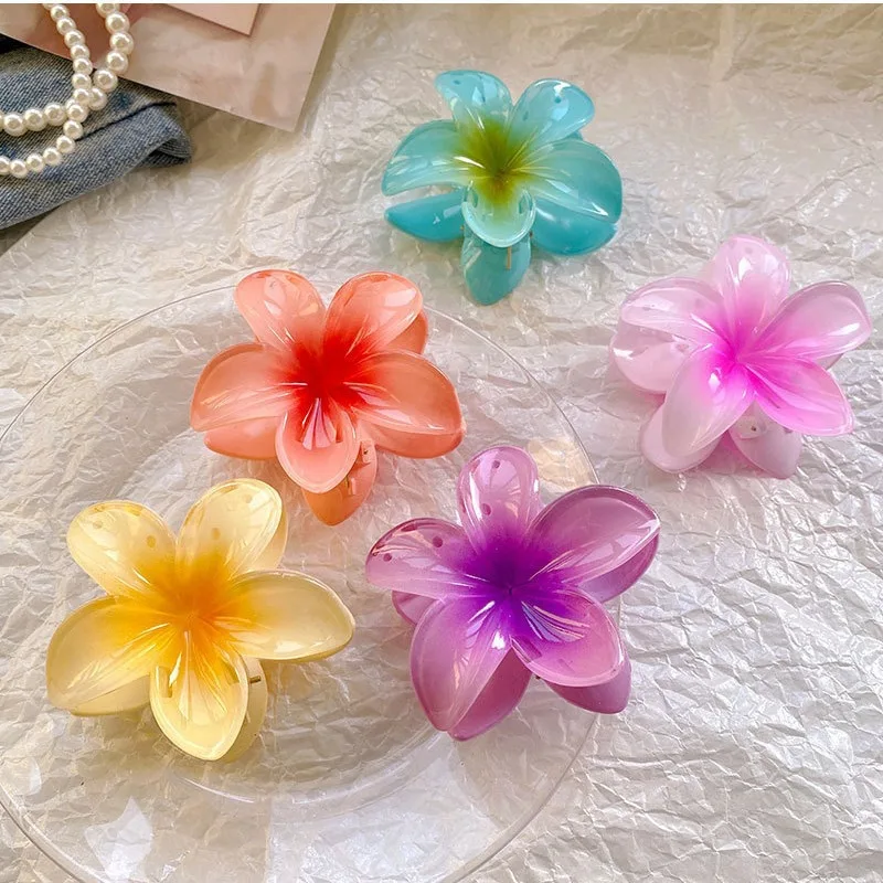 Flor de cinco pétalos, Súper Hada de verano, estilo de vacaciones, frangeria, clip de agarre, Clip de tiburón, flor acrílica, accesorios para el cabello bac