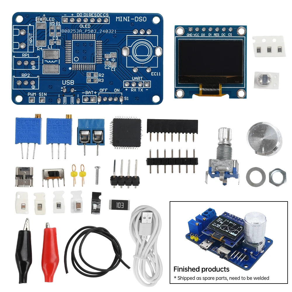 Mini Kit de osciloscopio Digital DIY, microcontrolador STC8K8A, componente electrónico, práctica de soldadura, Kit suelto