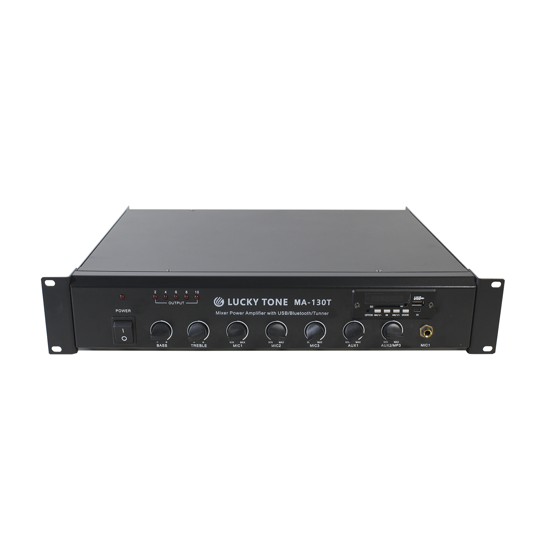 Мощный усилитель-миксер для Bluetooth 100 в/70 в/4-16 Ом 130 Вт с USB/SD-картой/Aux и тюнером