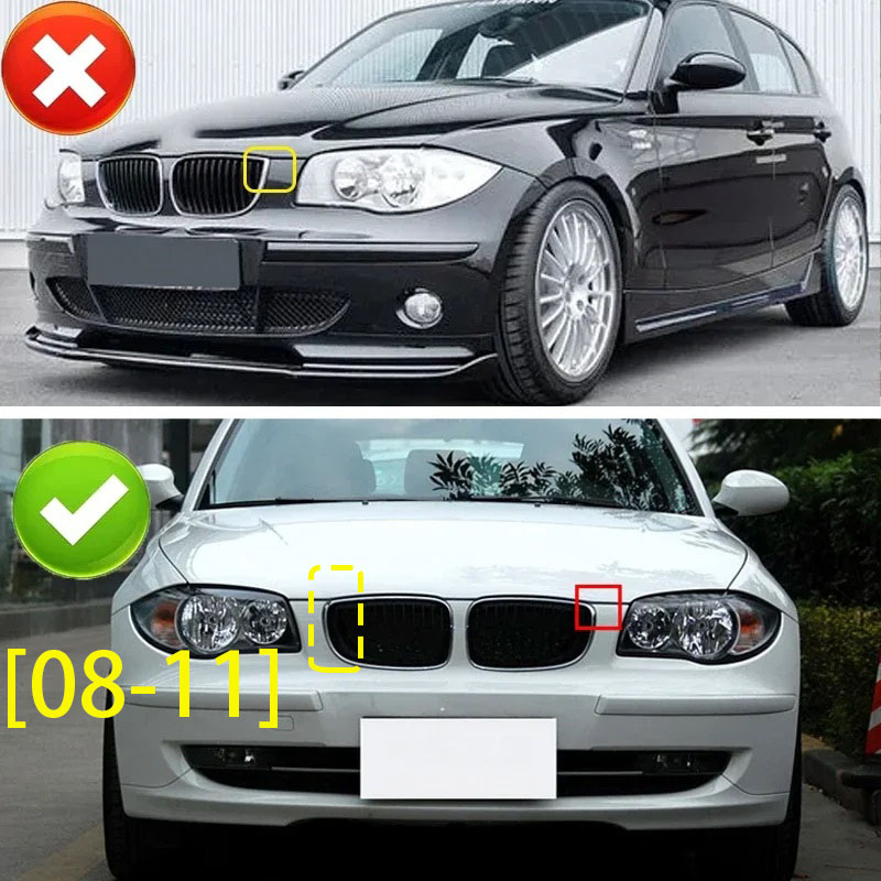 Для BMW E81 E87 E82 E88 128I 130I 135I Автомобильный передний бампер, решетка для почек, гоночные решетки, глянцевый черный гриль с двумя планками 07-11