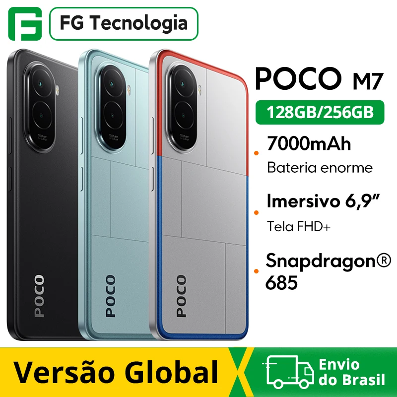 【Estreia mundial】POCO M7 Versão Global Smartphone Snapdragon 685 IP64 7000mAh bateria Immersiva 6,9 "FHD + display NFC 33W