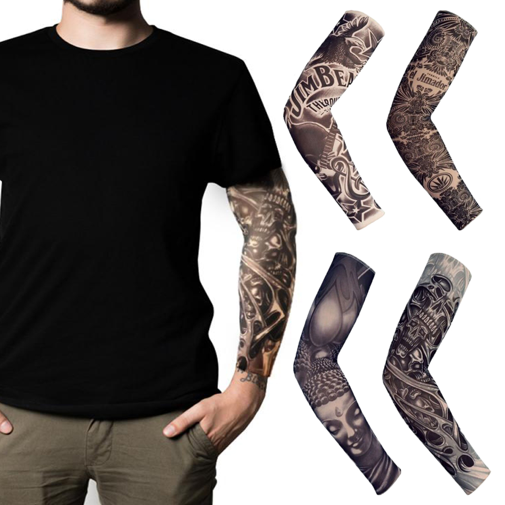 1PC nieuwe mouwloze tattoo-armmouwen met voor buitenrijden, beschermende armmouwen voor zon UV-bescherming mannen en vrouwen