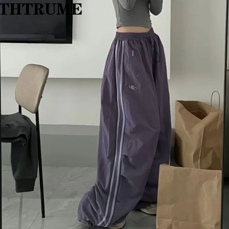 Y2K Vintage Frauen Lose Hosen Übergroßen Hip Hop Kordelzug Tasche Mode Chic Cargo Pant Casual Büro Dame Baggy Neue Hosen