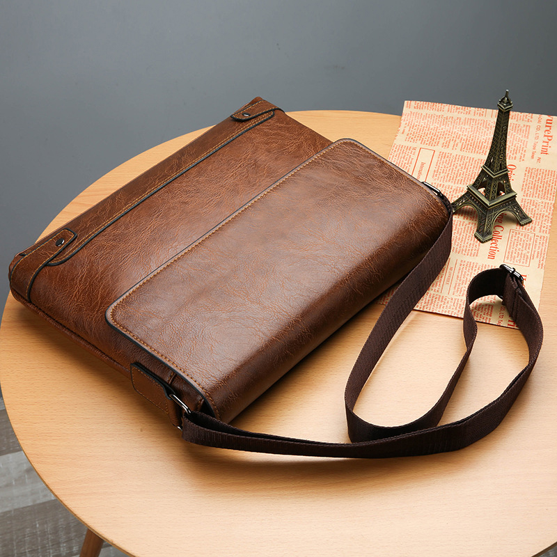Bolso bandolera de cuero PU para hombre, maletín para ir al trabajo, portátil, hombro dividido, ejecutivo, trabajo de negocios, bandolera, bolso lateral para marido