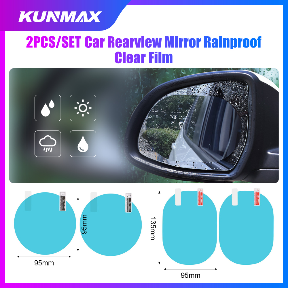 Bộ 2 Gương Chiếu Hậu Ô Tô Màng Bảo Vệ Kính Ô Cửa Sổ Trong Suốt Bộ Phim Chống Lóa Mắt Chống Nước Chống Sương Mù Dán Xe Hơi