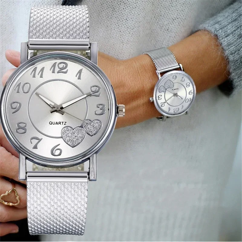 Reloj elegante con esfera de corazón de oro rosa para mujer, temperamento Simple, resistente al agua, relojes de lujo para mujer de alto nivel