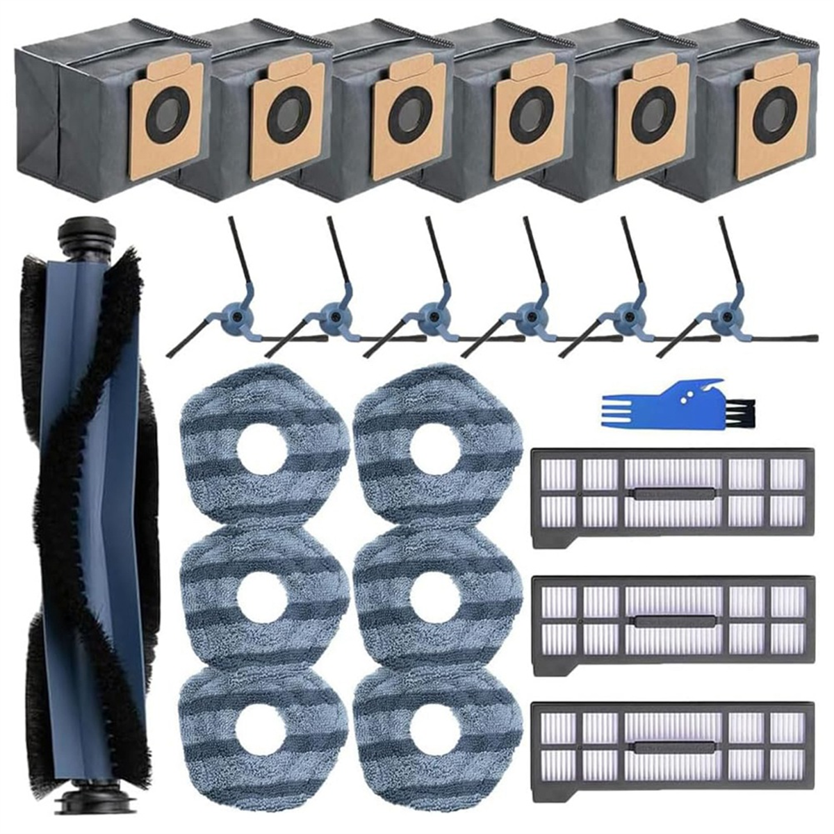 XFDE Parts for Eufy X10 Pro Omni Robot Vacuum,1 Roller Brush,3 HEPA Filters,6 Side Brushes,6 Mop Cloths,6 Dust Bags