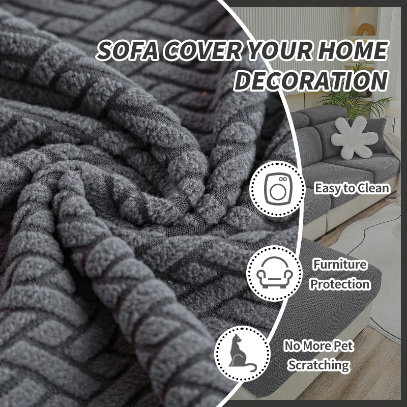 Funda de sofá elástica de rejilla oblicua, fundas para cojines de asiento de sofá de Jacquard, funda de sofá elástica para sala de estar, fundas de sofá lavables