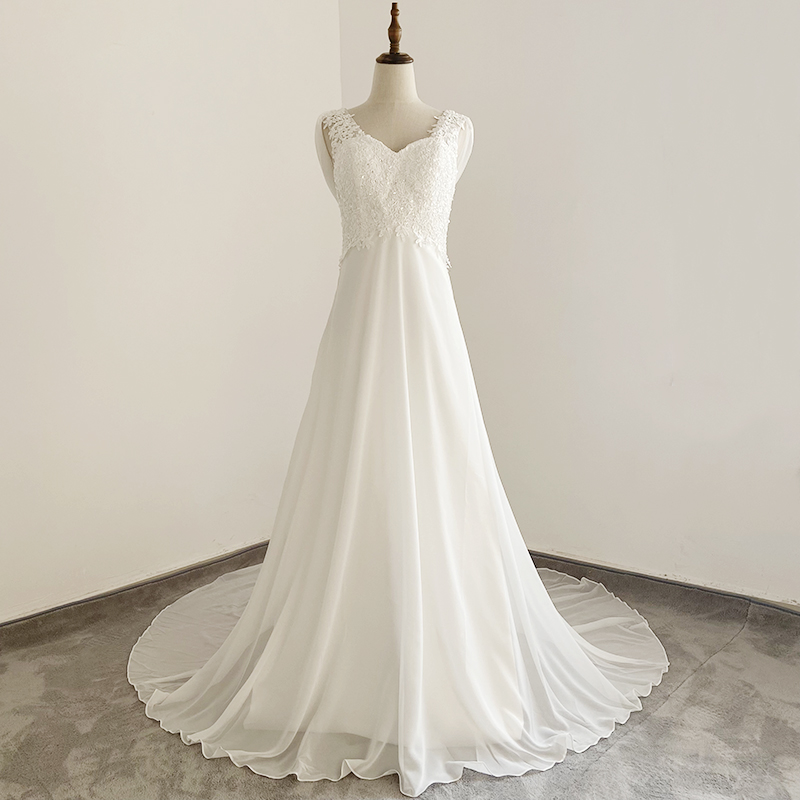 Abito da ballo Sexy senza schienale con scollo a v e scollo a v principessa 2021 nuovi abiti da sposa a trapezio in pizzo classico senza maniche formato personalizzato