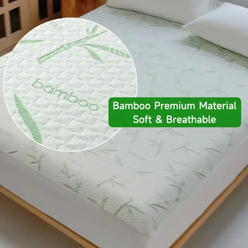 Funda de colchón de bambú impermeable (sin funda de almohada), sábana ajustable refrescante y transpirable con bolsillo profundo de 6-14 pulgadas, 1 ud.