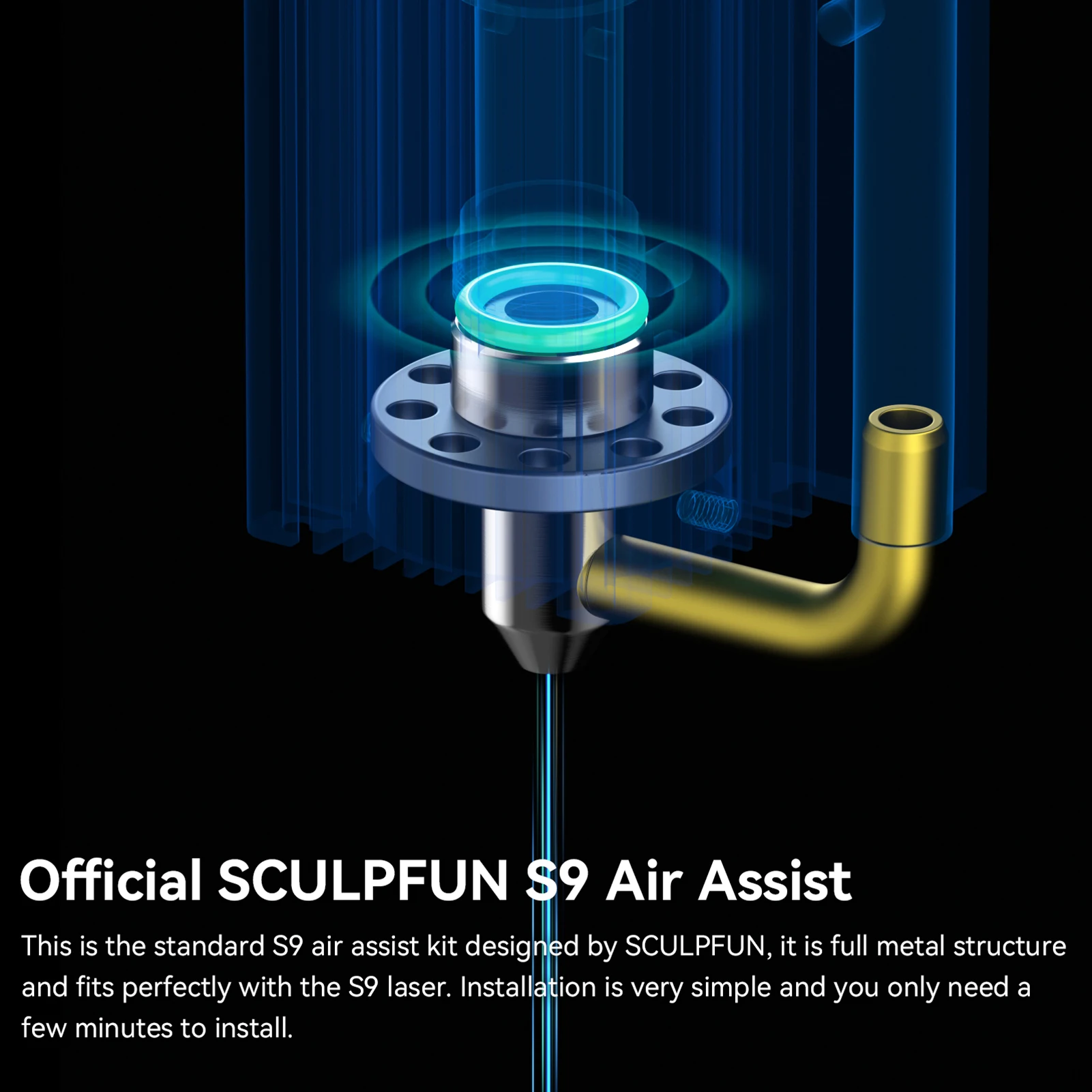 SCULPFUN S9 Air Assist Düsensatz 30 ml/Luftpumpe EU/US-Version 220 V/100 V Hochgeschwindigkeits-Air Assist Vollmetallstruktur