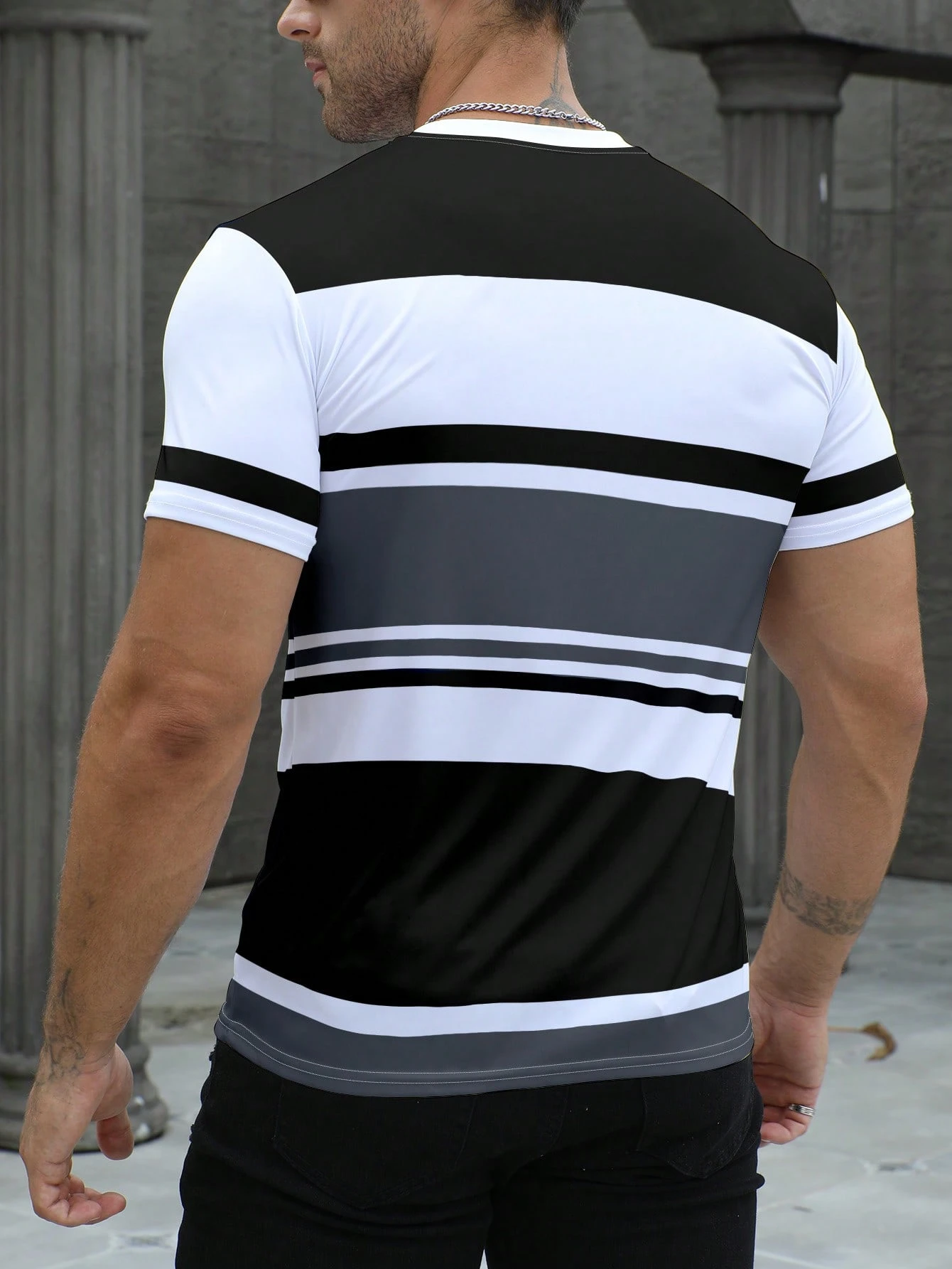 Camiseta de manga corta con diseño de rayas para hombre, camiseta de manga corta, transpirable, cómoda, informal, de calle