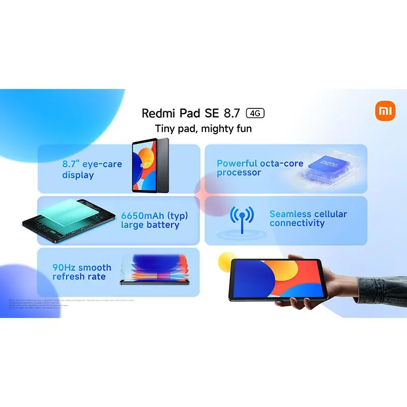 Xiaomi redmi pad se 8.7 polegadas mi tablet versão global 90hz display 4gb 64gb mtk helio g85 octa-core 8mp câmera 18w 6650ma