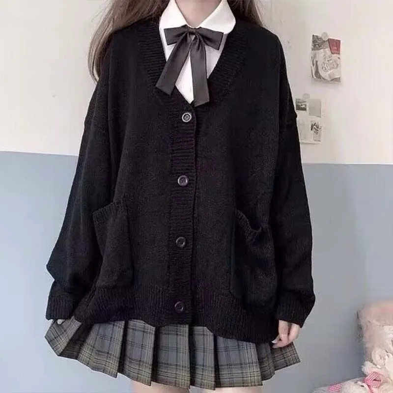 Original JK uniform set top, college style knitted sweater, cardigan wool jacket, high-quality soft and slim fit sweater