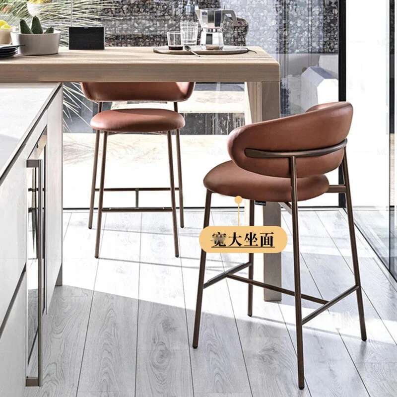 Sillas de Bar de madera maciza de lujo, luz nórdica, taburetes altos de cocina modernos para el hogar, taburetes con respaldo de tela de diseñador para muebles de Bar