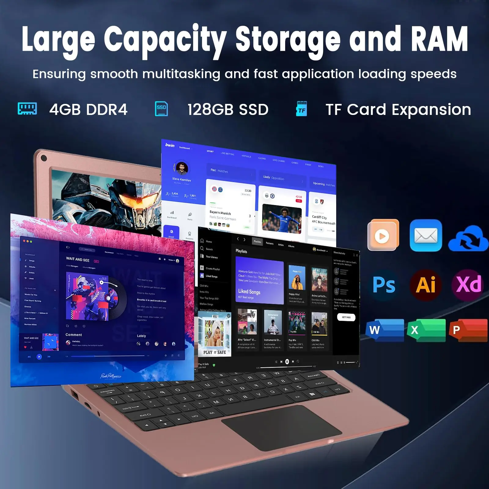 Azeyou 11.6 Inch OS 11 Pro Notebook | 4GB DDR4, 128GB eMMC, Celeron UHD Graphics, HD Display, Ultra - Slim Portable Laptop