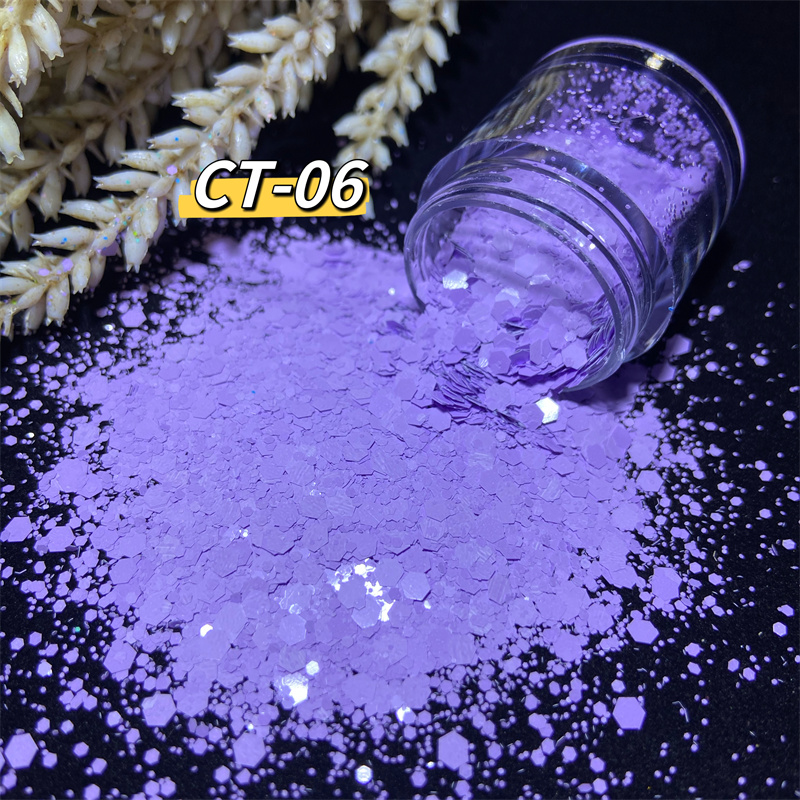 50g/bag 10 warna warna Chunky warna massal Glitter poliester holografik Chunky Holographic Glitter campuran payet kuku