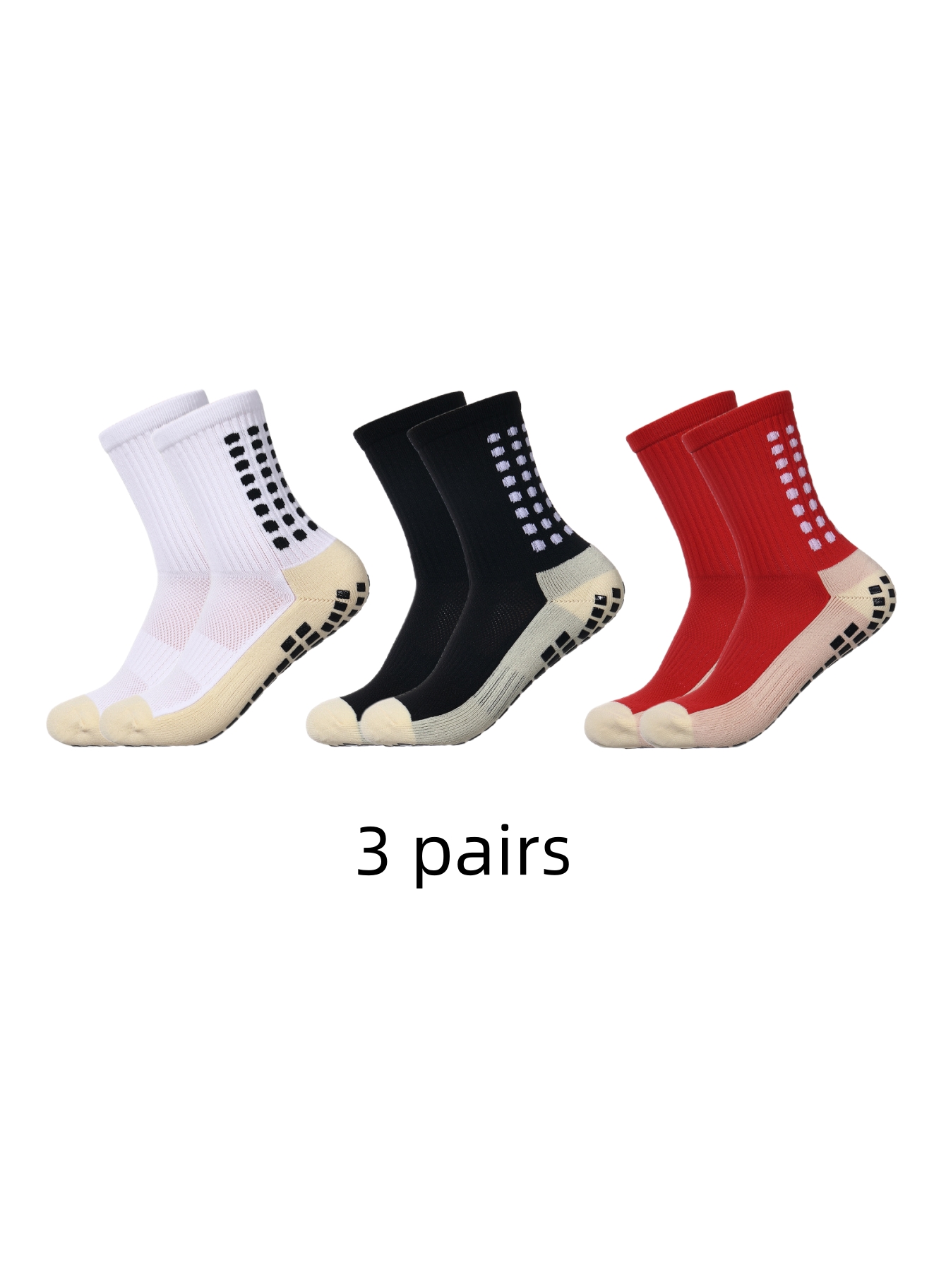 3 piezas de parte inferior de toalla, calcetines de fútbol antideslizantes con punto de desgaste de absorción de humedad para deportes para correr para hombres y mujeres