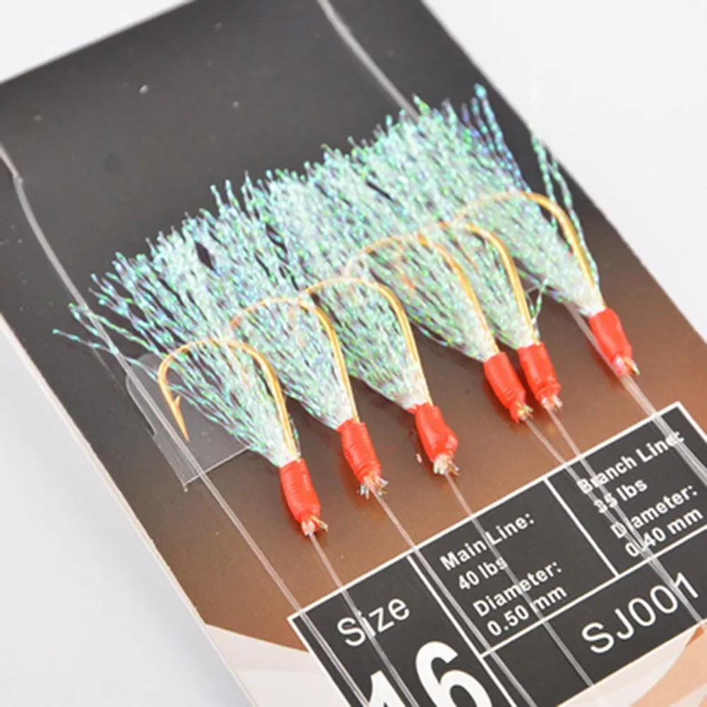 6 unids/pack Sabikis aparejos de señuelo de pesca blandos cebo Jig señuelo pluma señuelo arenque cebo aparejos herramienta para caballa y pesca en aguas profundas