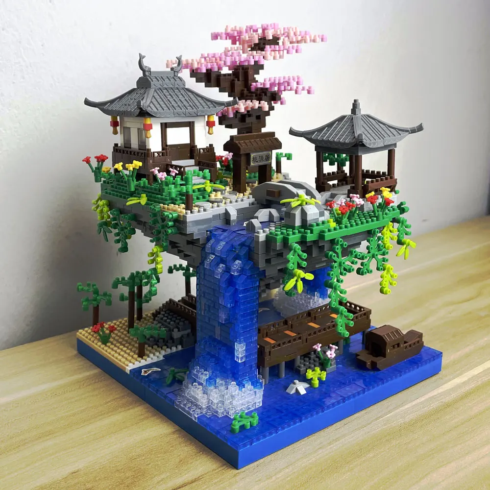 Taohuatan Lake Thema Micro Bakstenen Bouwstenen Set, Volwassen Creatief Speelgoed, Unieke Chinese Landschapsmodel Bakstenen Met Led Licht