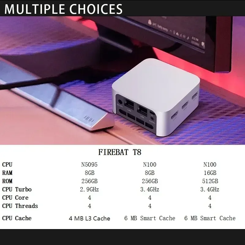 New! FIREBAT T8 Pro Plus Mini PC Intel Celeron N5095 N100 Desktop Gaming Computer 8GB 16GB 256GB 512GB DDR4 DDR5 WIFI5 BT4.2