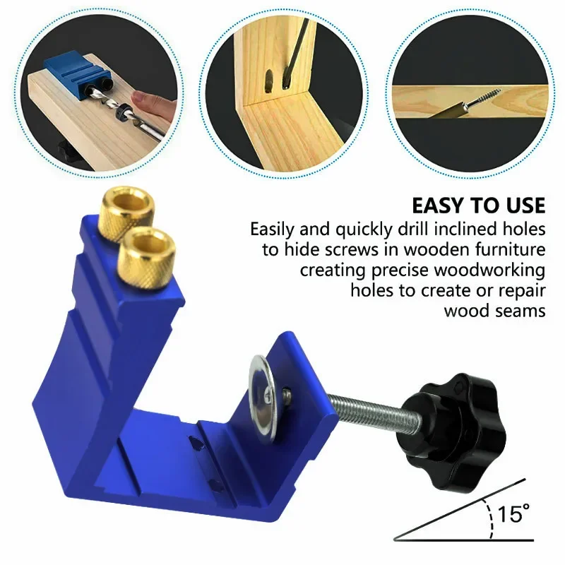 1 Set Pocket Hole Jig for Woodworking for Diagonal Precision Positioning Tool for Dowel Making Durable and Lightweight Design