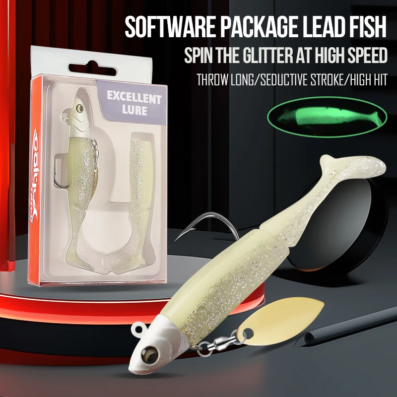 TAIYU gran oferta Señuelos de pesca 20g Jig Head t-tail silicona suave señuelo Wobbler Metal Spinner cuchara cebo para Lucio trucha pesca de lubina
