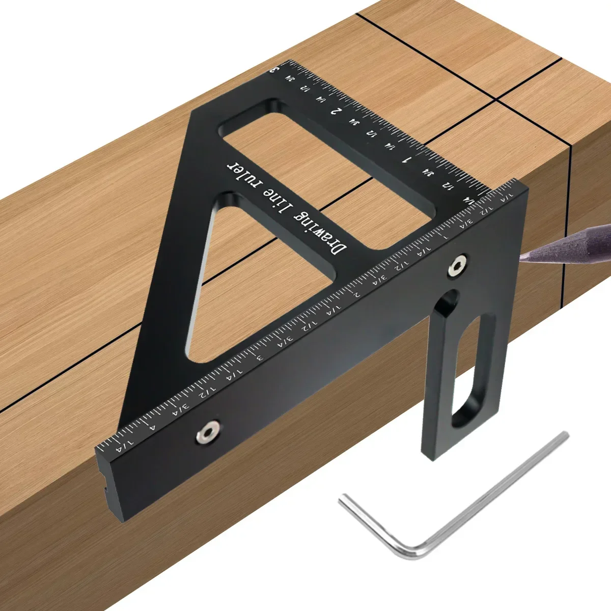 Regla triangular de inglete multiángulo 3D, transportador cuadrado de aluminio para carpintería de 45/90 grados, herramienta de medición de diseño de alta precisión