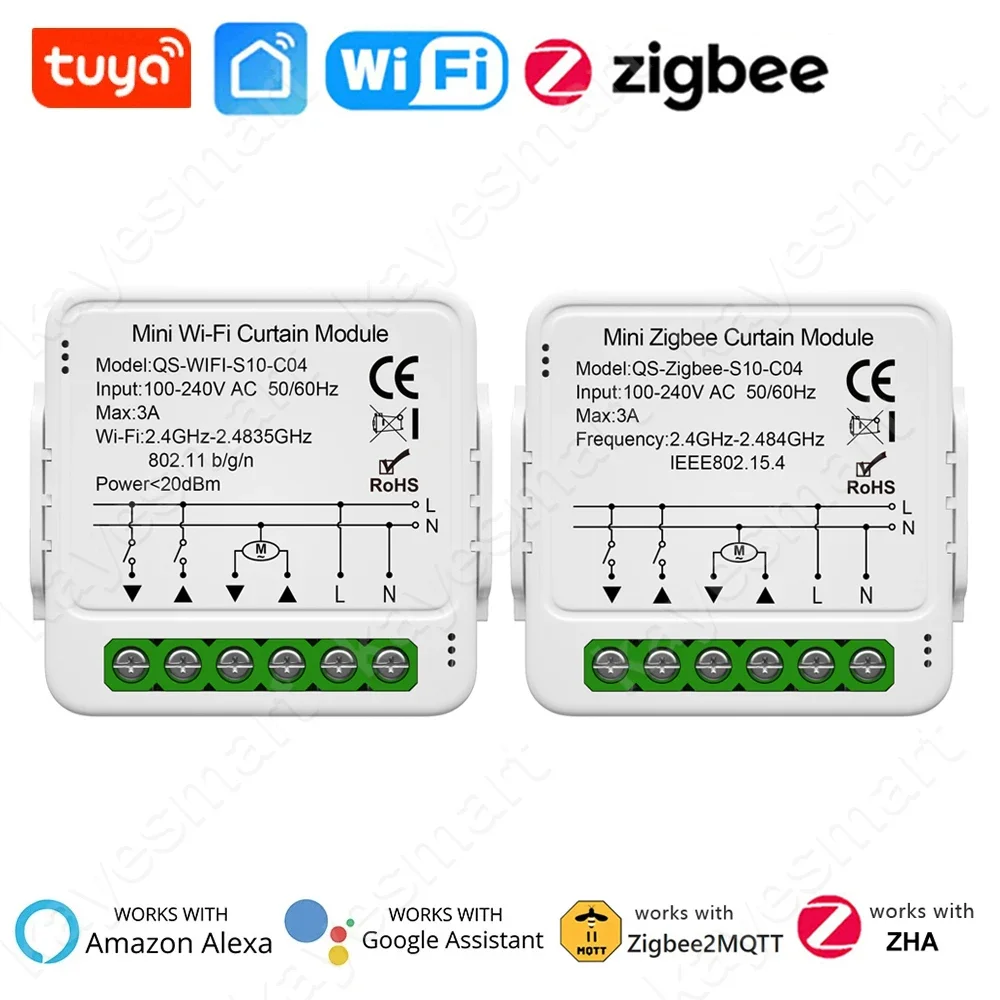 Módulo de interruptor de cortina inteligente Tuya WiFi Zigbee, aplicación Smart Life para persianas enrollables, Motor eléctrico de persiana, funciona con Alexa y Google Home
