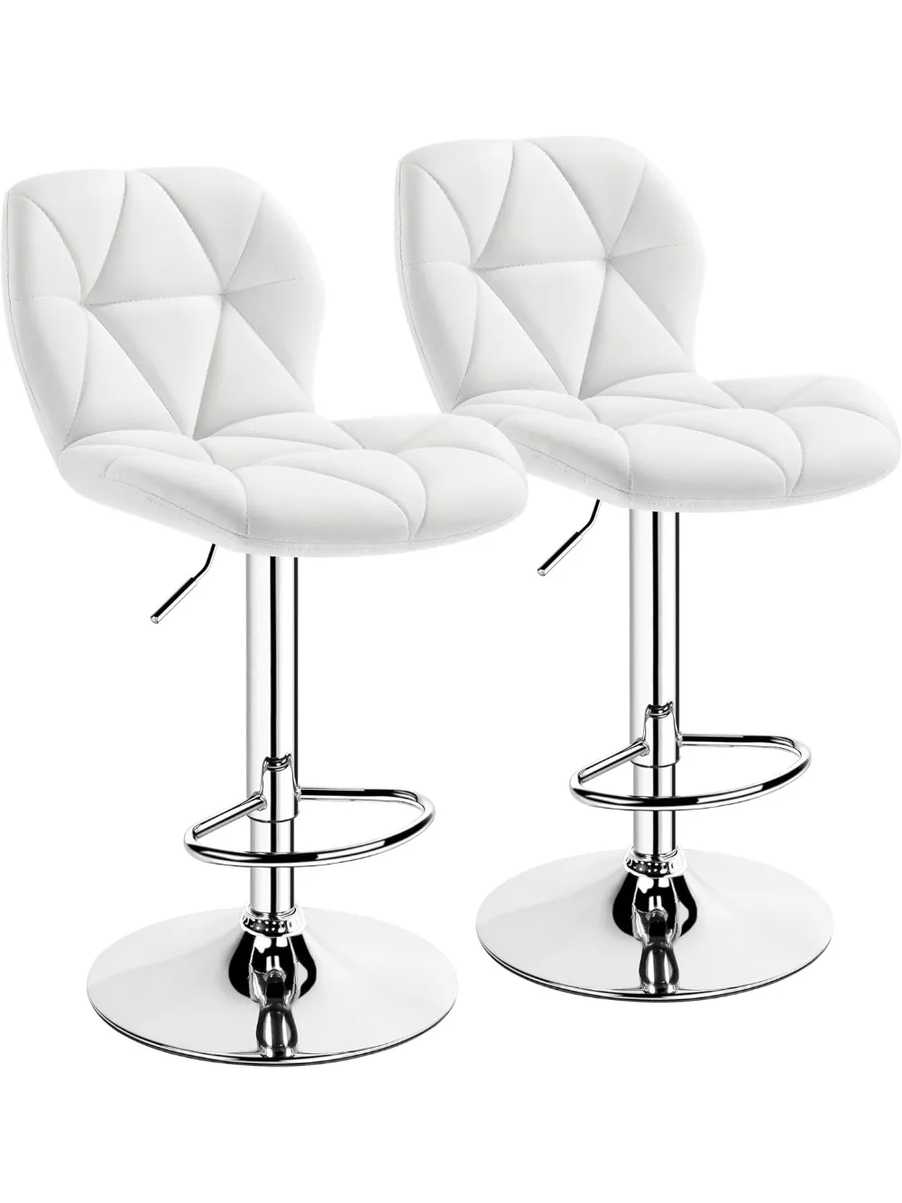 Barstools Set of 2, PU Leather Counter Stools Bar Chairs with Backrest, Height Adjustable Swivel Tall Chairs for Home