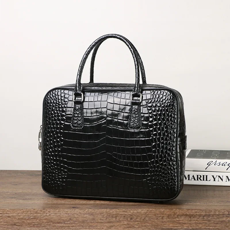 2025 Nuovo modello di alligatore di lusso in vera pelle da uomo d'affari valigetta borsa a tracolla maschile borsa per computer portatile messenger da uomo
