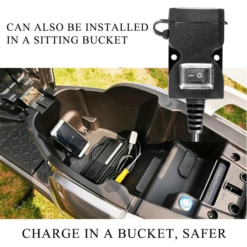 Adaptador de carregador USB duplo para motocicleta, espelho retrovisor, tomada de alimentação à prova d'água para iPhone, Samsung, Huawei, 1Pc