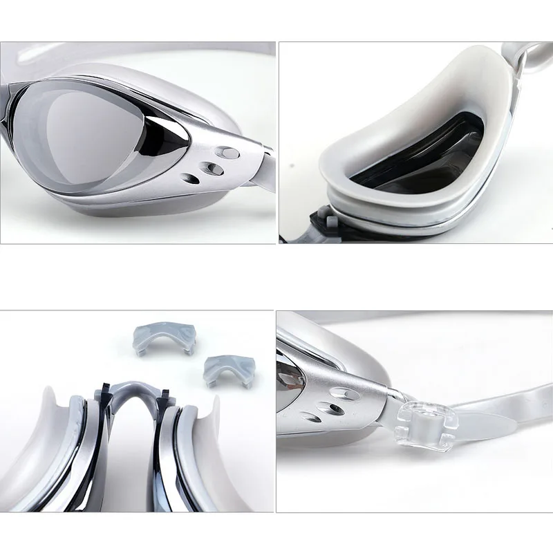 Gafas de natación para miopía para hombres y mujeres-1,0 ~-10, gafas de natación graduadas antivaho impermeables, gafas de buceo de silicona para agua