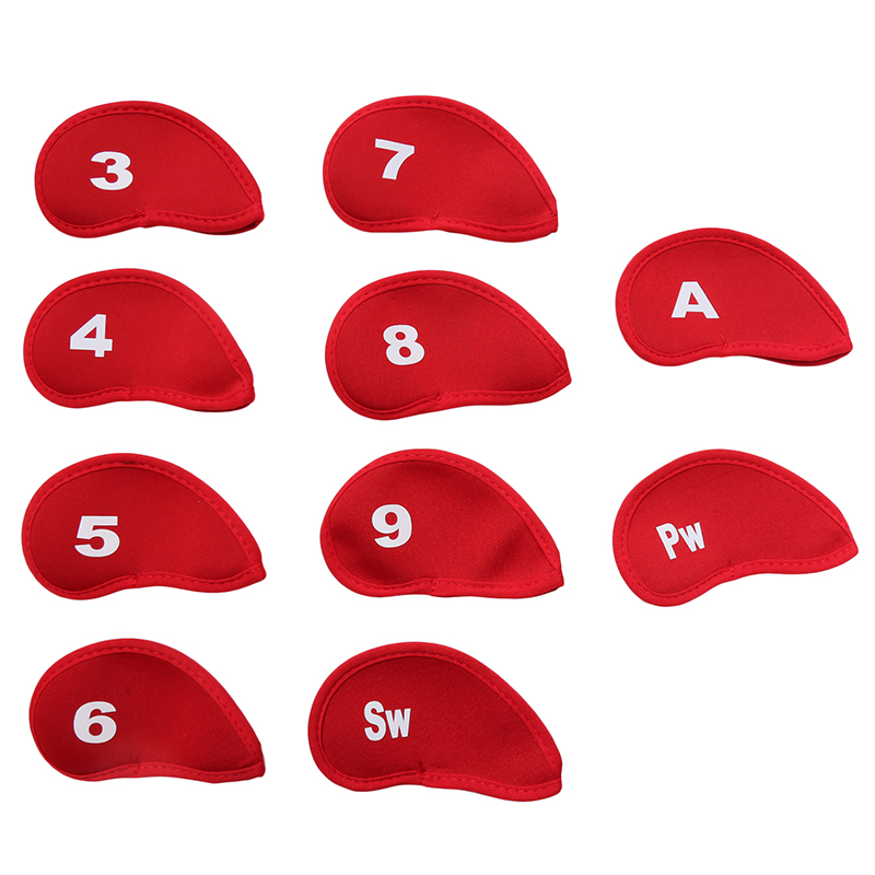 10 ชิ้นแบบพกพากอล์ฟคลับหัวเหล็กครอบคลุม Protector กอล์ฟชุด Headcover Protector อุปกรณ์กอล์ฟ