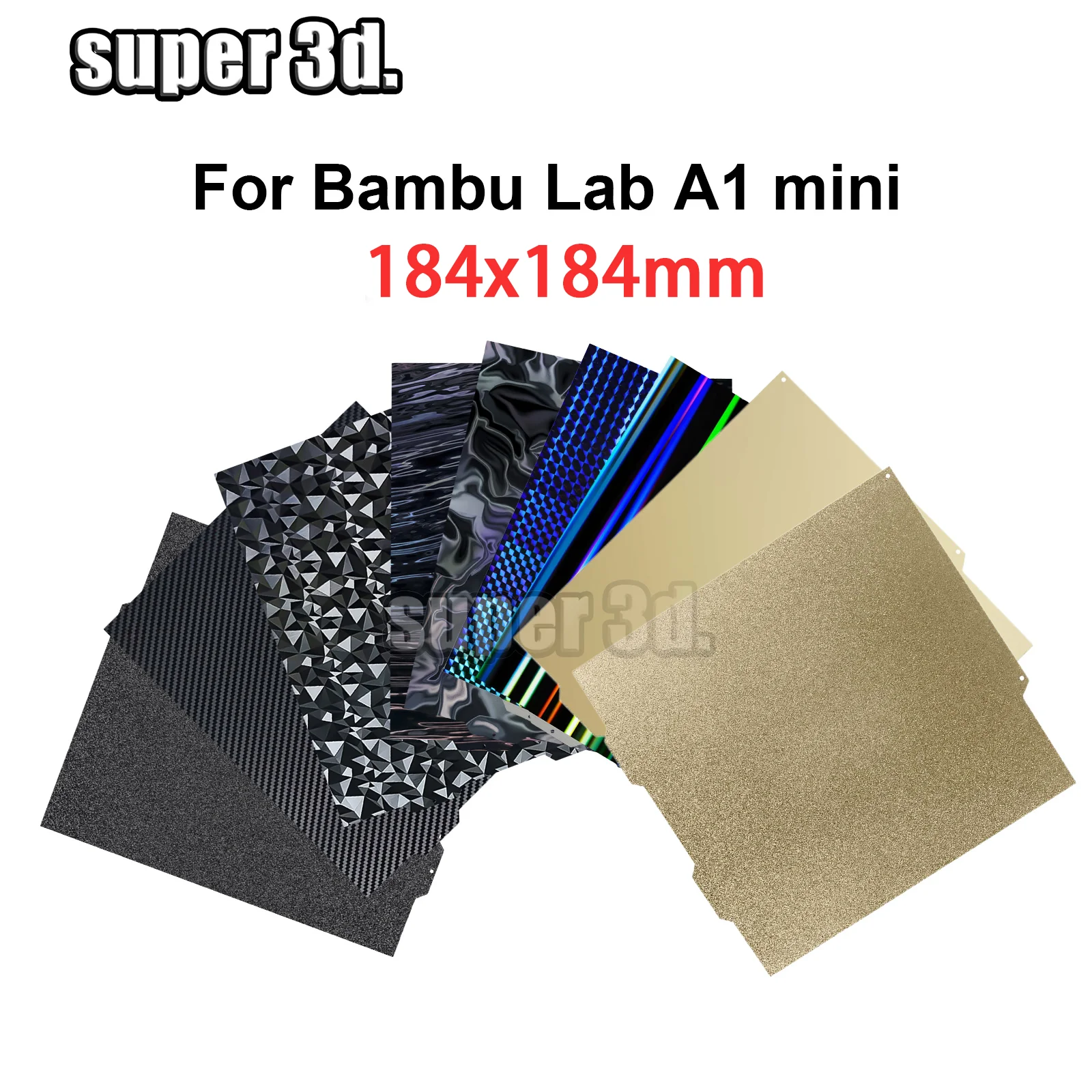 184x184 мм Bambu Lab A1 Мини-строительная пластина H1H PEO PET Гладкая текстурированная кровать Bambulabs Пружинный стальной лист Pei Лист для бамбуковой лаборатории