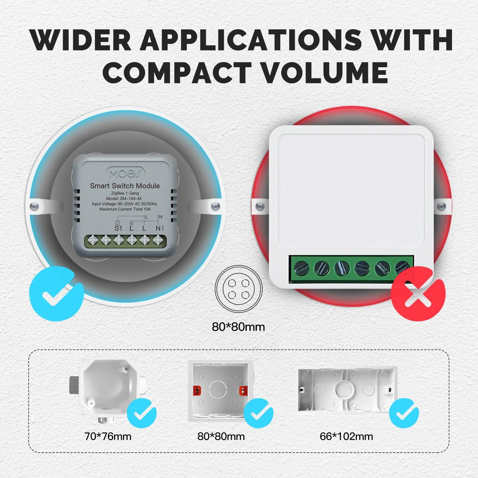 MOES Star Ring Series Mini Tuya WiFi/Zigbee interruptor inteligente módulo DIY interruptor de luz 1/2 Gang Control remoto trabajo Alexa Google Home