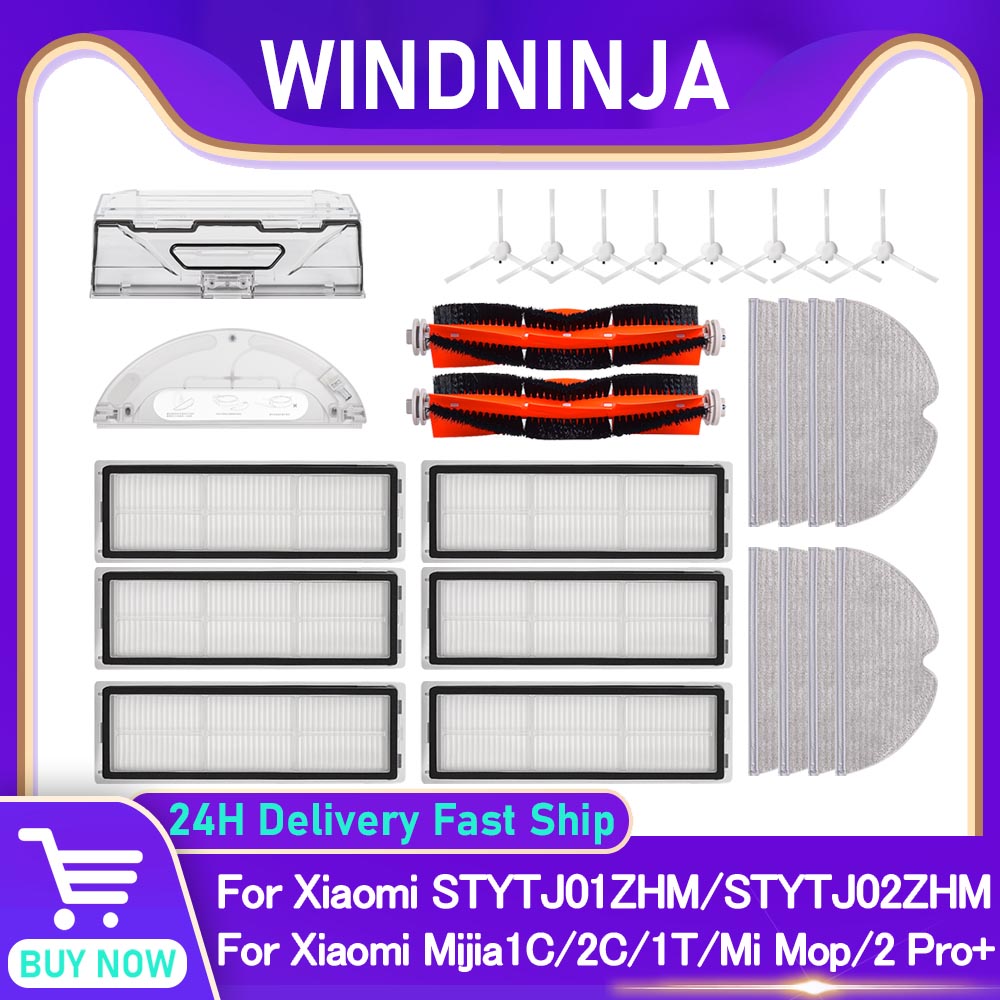 Para Xiaomi Mijia 1C 1T Mi Robot aspirador fregona para Dreame F9 filtros paño de mopa Cepillo Lateral principal tanque de agua accesorios de aspiradora robótica