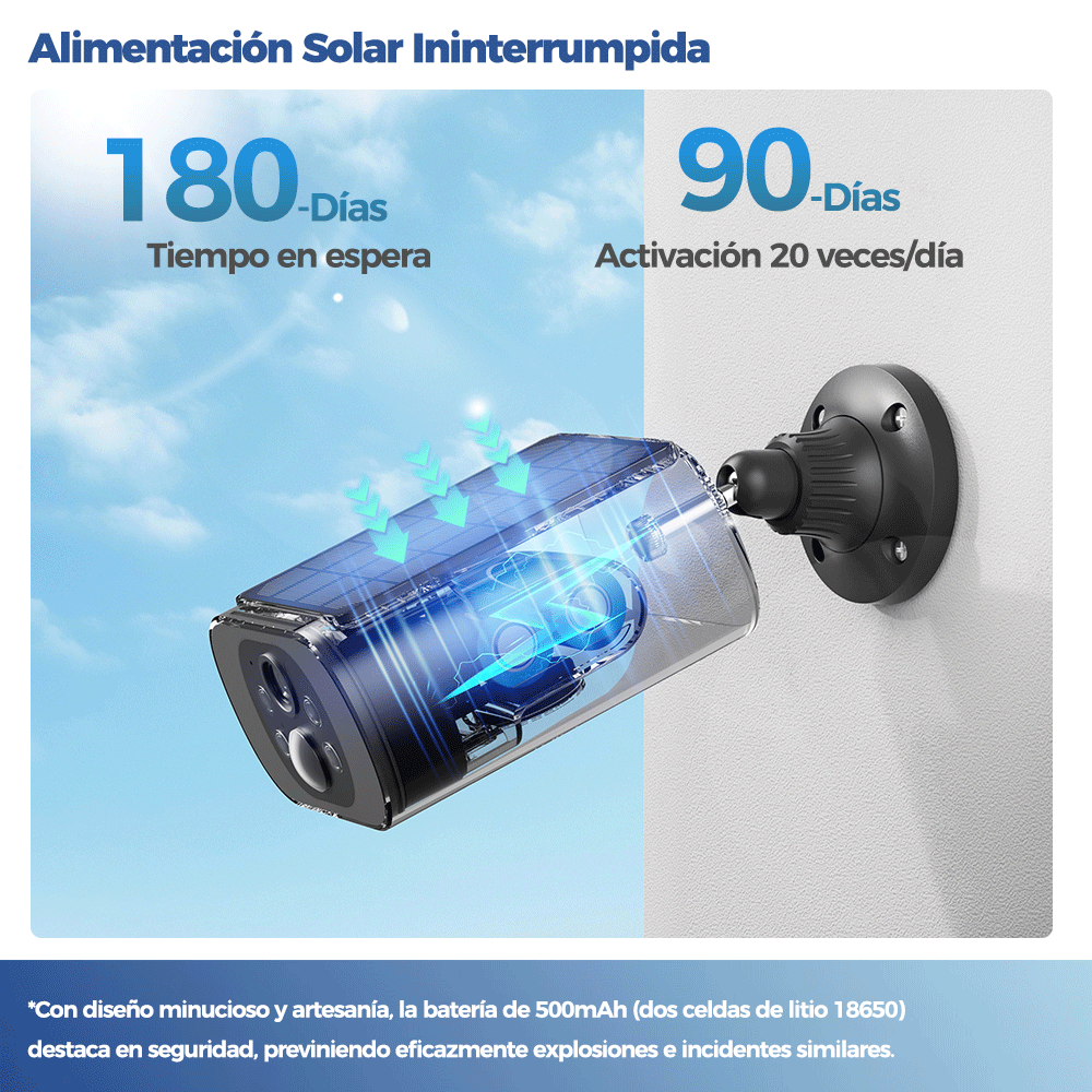 ALEVIO 2,5 K cámara Solar para exteriores cámara inalámbrica WIFI tiempo Ultra en espera PIR luz de movimiento Color visión nocturna AI detección batería Cam