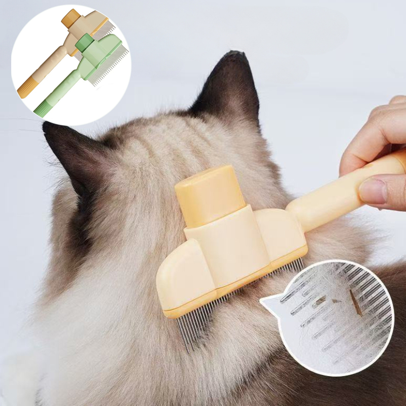 Roestvrijstalen vlooienkam voor katten Drijvende ontharingsborstel Verzorging Reinigingsgereedschap Ontharingskam voor huisdieren Dierbenodigdheden