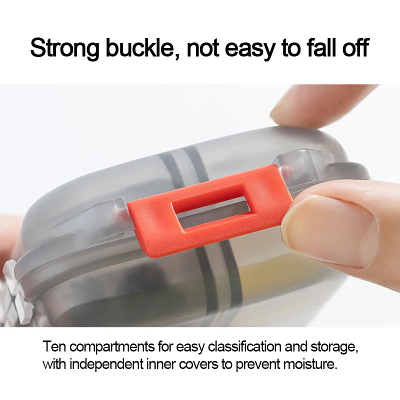 10 Compartments Travel Pill Organizer Pocket Portable Pill Storage Box Case Daily Pill Container or Purse Fish Oil Medicine