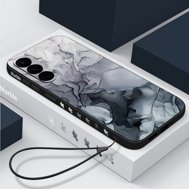 Красочный мраморный чехол для Samsung Galaxy S24 S23 S22 Ultra S21 S20 FE A16 A15 A25 A34 A35 A55 A52 A53 A54 5G Мягкий чехол на ремешке