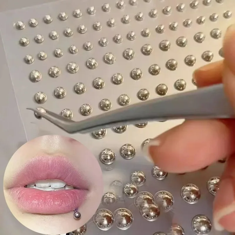 180 Uds. Pegatina para uñas de labios sin perforación autoadhesiva impermeable reutilizable labio falso uñas ceja nariz anillo cuerpo ombligo joyería