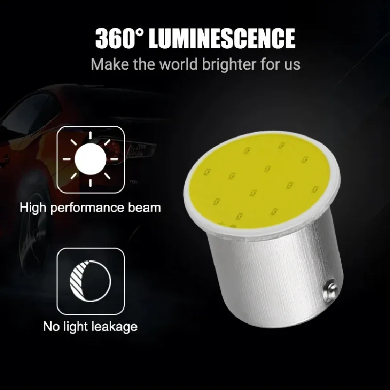 1/4/10 PCS P21W 1156 BA15S 1157 BAY15D COB หลอดไฟ LED เลี้ยวไฟสัญญาณ 12V 7000K สีขาวรถสํารองที่จอดรถเบรคโคมไฟ