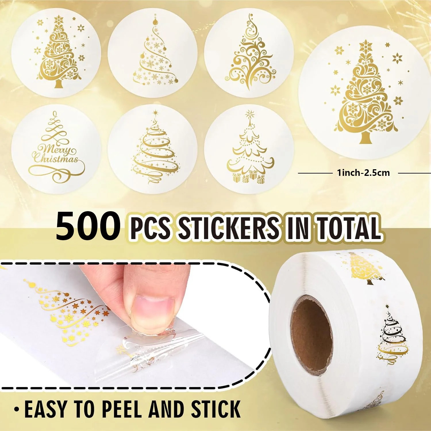 500pcs Clear Christmas Stickers Roll Seal Stickers Self-Adhesive Seals Label Decals for Holiday Invitations Cards Gift Decor