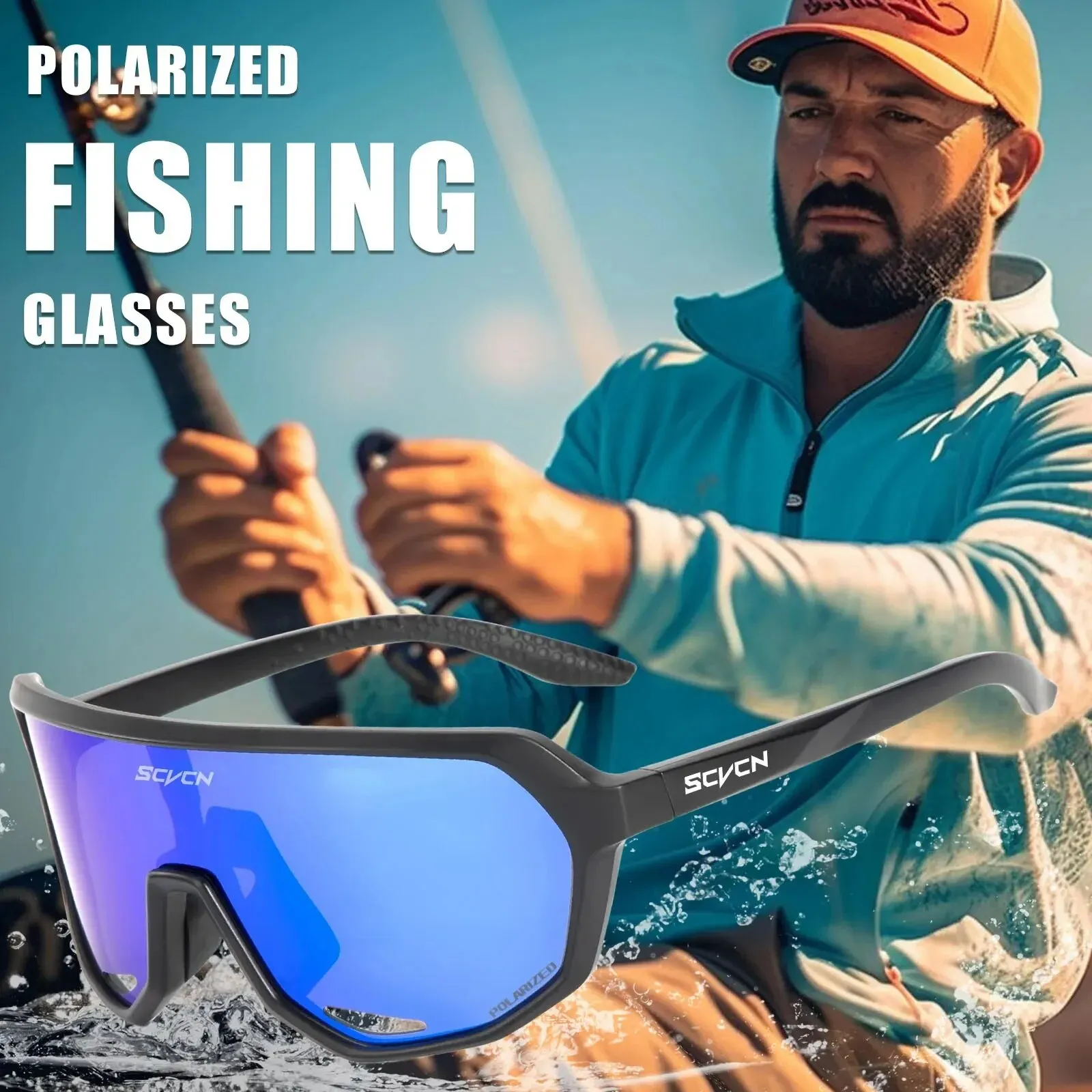 Scvcn gafas de sol de pesca cuadradas polarizadas UV400 gafas de pesca para hombres mujeres conducción Golf correr ciclismo gafas